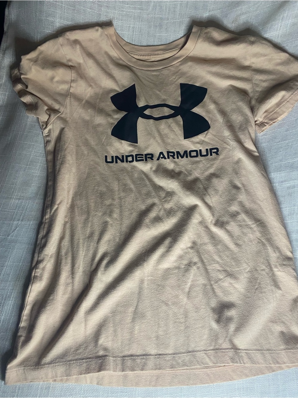 Under Armour Tan Crewneck Tee with Black Logo
